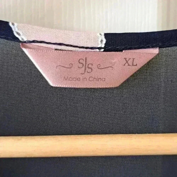 TOP BLOUSE BLUE AND PINK JSJ - Picture 3 of 7